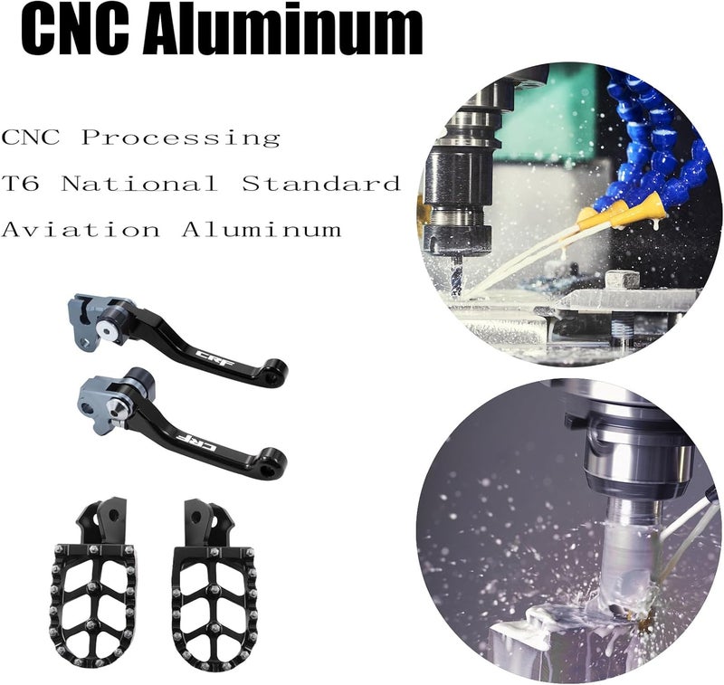 Adsspro CNC Aluminum Foot Pegs Rest Pedal Footpegs Pedal And Brake Clutch Lever Handle For CRF150F CRF230F CRF230 CRF150 F CRF 150F 230F 150 230 F 2003-2019 Dirt Pit Bike Motorbike Motocross - Image 2